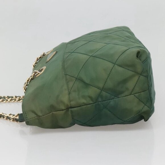 PRADA Chain Shoulder Bag Nylon Green Gold Auth bs29052 - Picture 6 of 16
